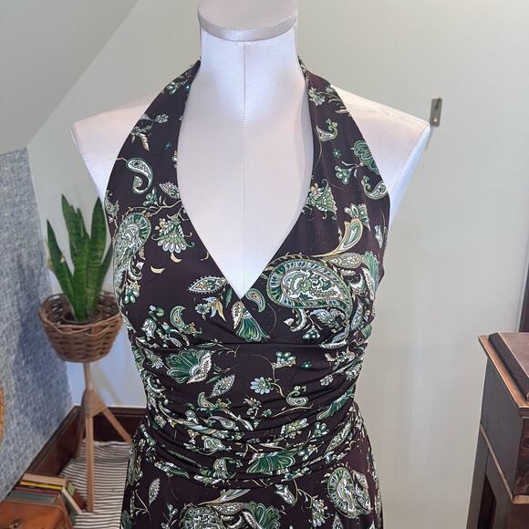 Speechless Y2K Ruched Halter Dress Asymmetrical Hem Size S Forest Fairy Babydoll - Picture 8 of 10